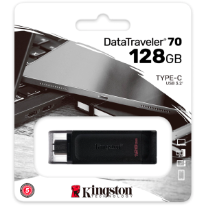 Pendrive Kingston Datatraveler 70 128gb USB Tipo C Negro --- DT70/128GB